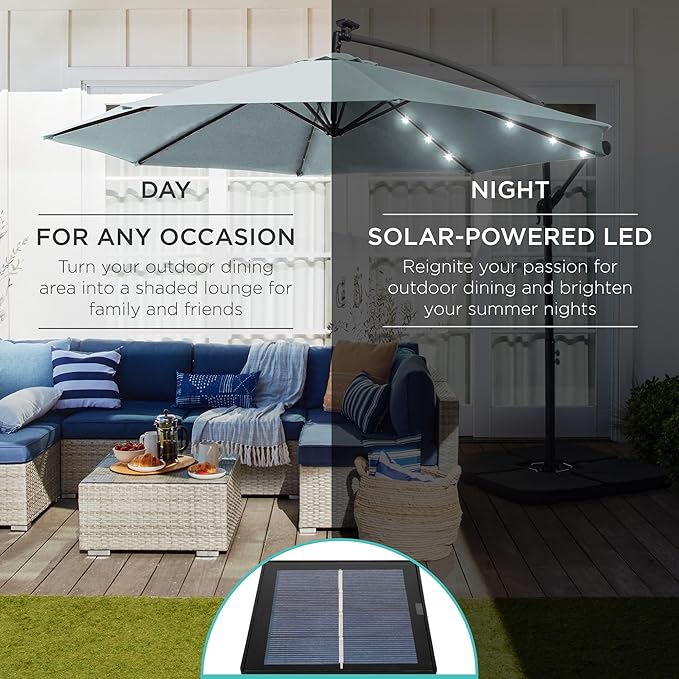 Best Choice Products 10ft Solar LED Offset Cantilever Hanging Market Patio - Image 3