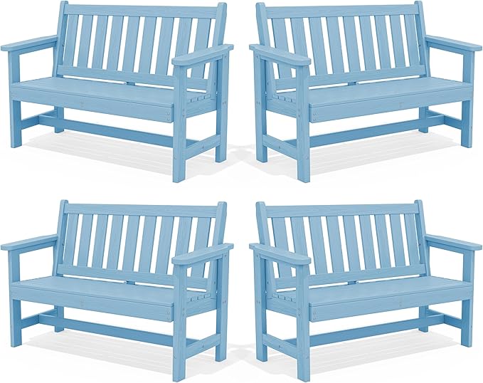 SERWALL Outdoor Bench, HDPE Outdoor Benches Weatherproof, 2-Person Garden Bench by SERWALL