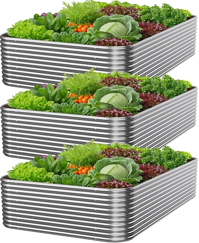3 PCS Tall 4x2x1.5ft Galvanized Raised Garden Bed Outdoor, Metal Garden Bed - Image 8
