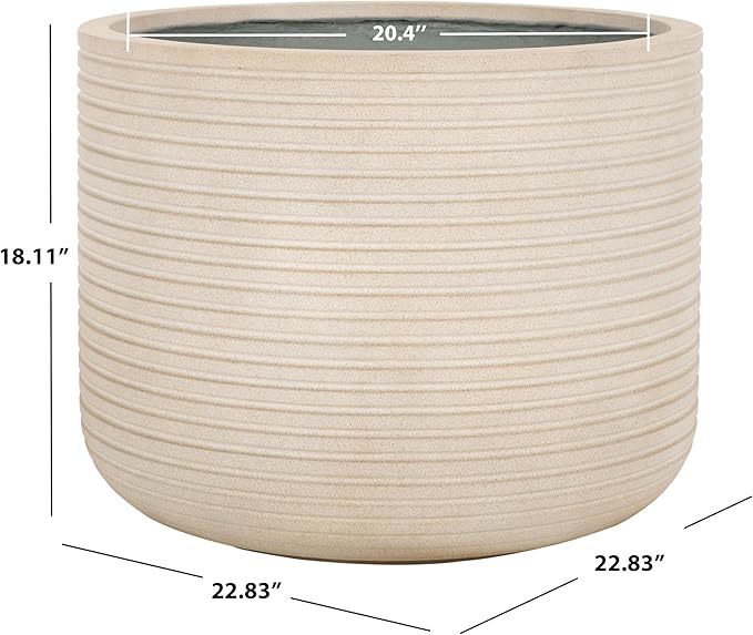 SAFAVIEH Outdoor Collection Nardo Beige Cement Ficonstone Planter Pot - Image 3