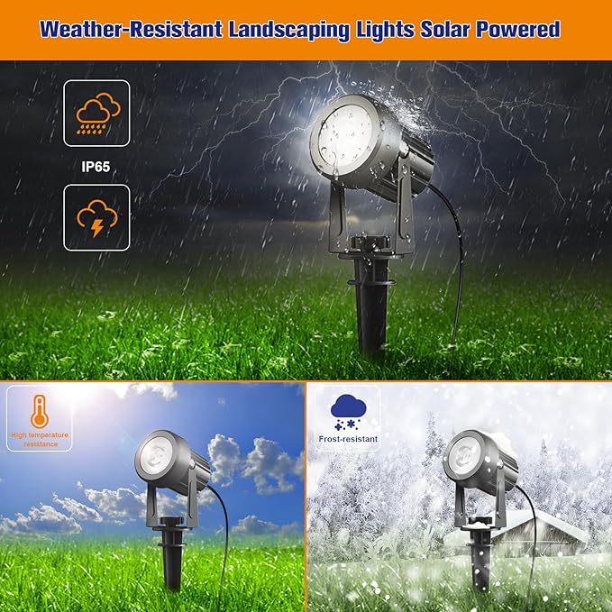 APONUO Solar Spot Lights Outdoor 2-in-1 Solar Landscape Lighting Dusk to Dawn - Image 5