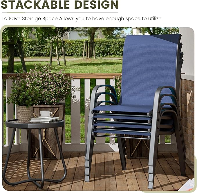 UDPATIO Patio Chairs Set of 8, Stackable Outdoor Dining Chairs - Image 4