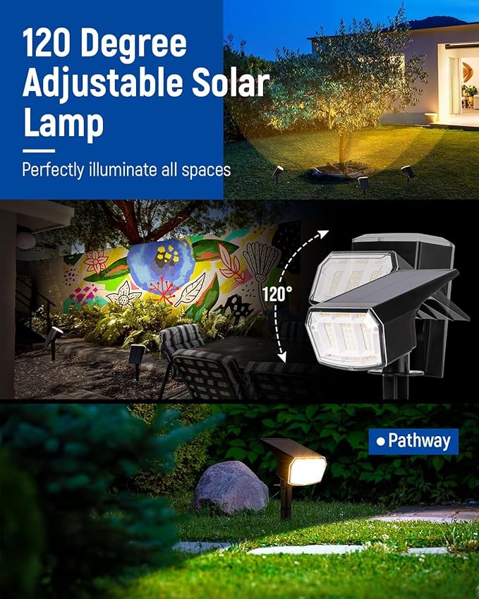 Solar Spot Lights Outdoor IP67 Waterproof 6 Pack, 63 LED 3 Modes Solar - Image 4