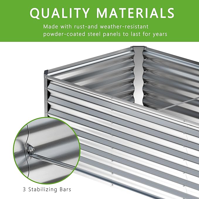 2PCS 6x2x1FT Galvanized Raised Garden Bed, Planter Raised Beds-Metal Garden Box - Image 4