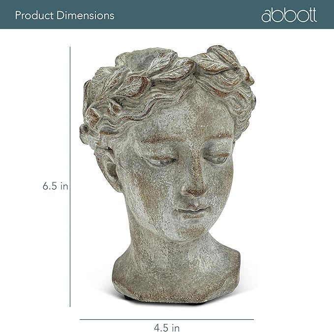 Abbott Collection Goddess Head Planter – Extra Small Cement Indoor and Outdoor - Image 5