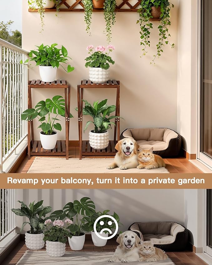 Tall Plant Stand Indoor, Wooden 2 Tier Plant Shelf - Image 4