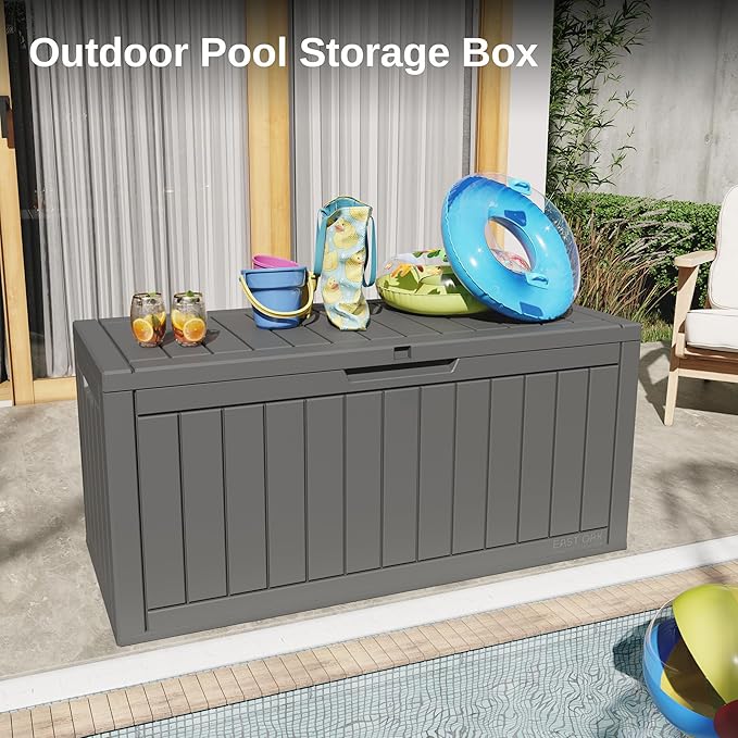 EAST OAK Outdoor Storage Box, 90 Gallon Deck Box, Waterproof Resin Storage Bin - Image 9