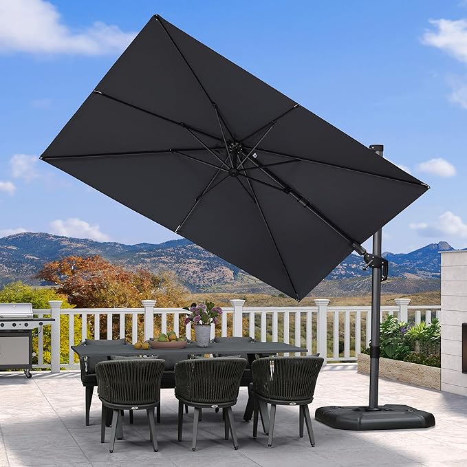PURPLE LEAF 6' X 10' Left-right Tilt Patio Umbrella Outdoor Cantilever Swivel by PURPLELEAF