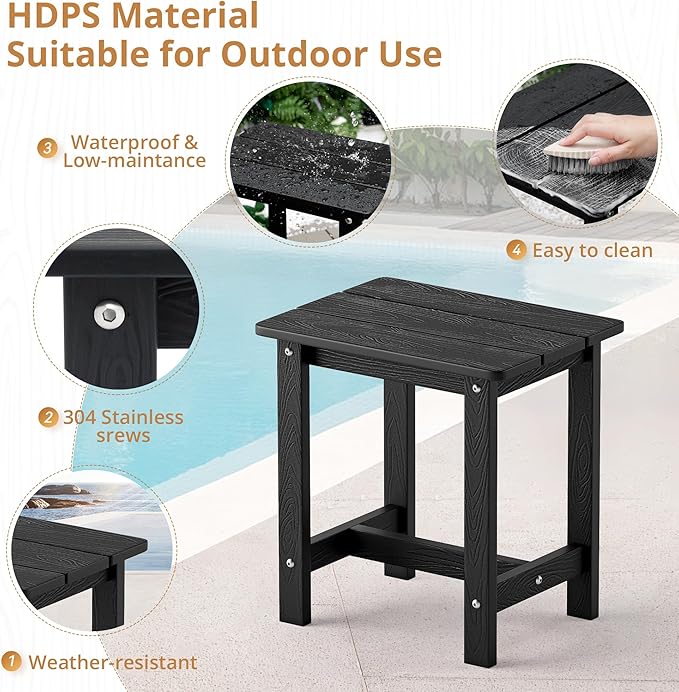 LUE BONA Outdoor Side Table Set of 2, HDPS Small Outdoor Table, Adirondack Side - Image 6