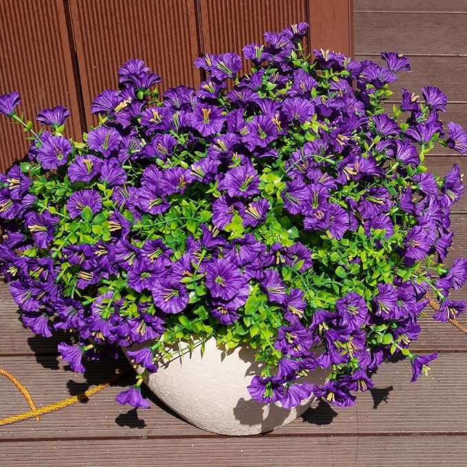 Artificial Flowers for Outdoors, UV Resistant Fake Silk Morning Glory, - Image 4
