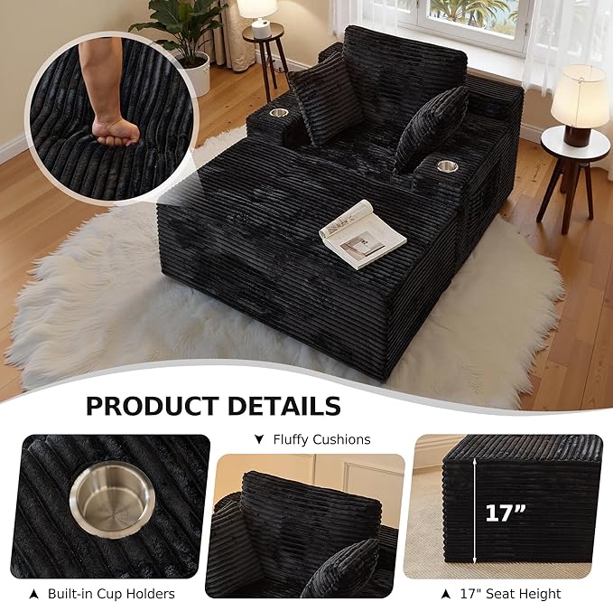 CHORRO67 Chaise Lounge Chair Indoor, Oversized Boneless Single Sleeeper Couch - Image 7