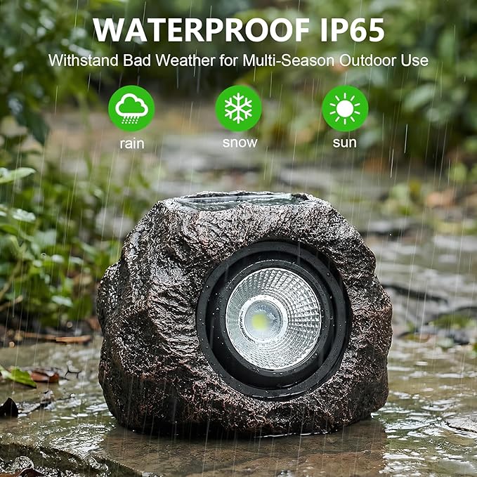 Solar Rock Lights Outdoor Garden Waterproof - Image 3