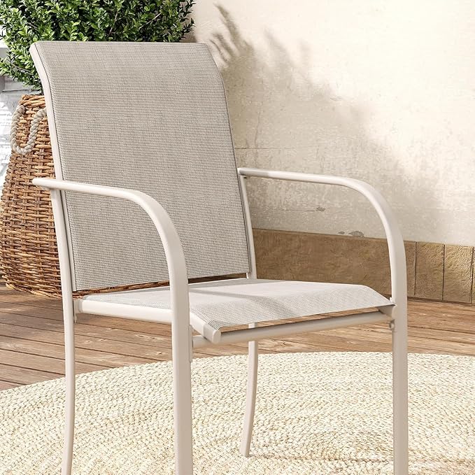 VICLLAX Patio Table and Chair Set of 10, All Weather Metal Round Outdoor Dining - Image 4