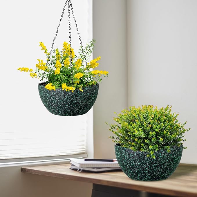 10 inch Hanging Planters for Indoor Outdoor Plants, 2 Pack Hanging Flower Pots - Image 5