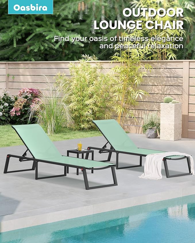 Aluminum Chaise Lounge Chair Outdoor, Foldable & Assembly Free Patio Pool - Image 6