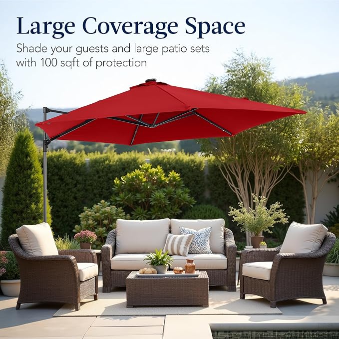 Best Choice Products 10ft Solar LED Offset Cantilever Hanging Market Patio - Image 5