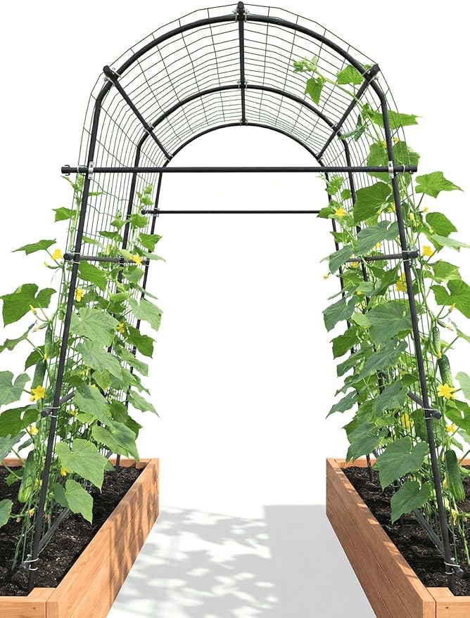 7ft Garden Arch Trellis for Climbing Plants Outdoor-Heavy Duty Metal Cucumber by GardenArchTrellisforPlants