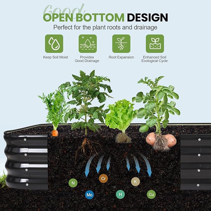 G GOOD GAIN 4-in-1 Adjustable Raised Garden Bed Kit | Galvanized Planter Boxes - Image 6