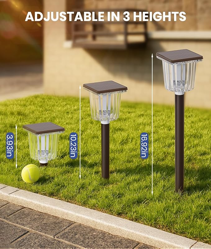 Super Bright Solar Outdoor Lights Waterproof Pathway Powered 4-Pack, Adjustable - Image 6