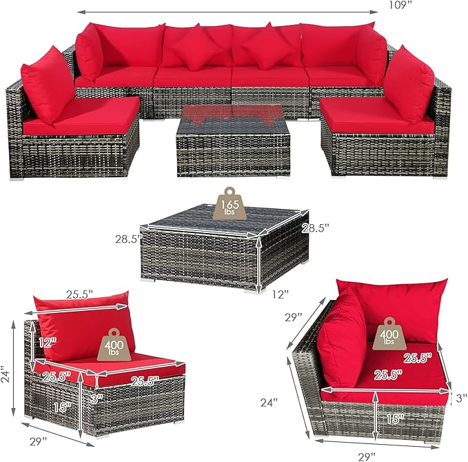Tangkula 7 Pieces Wicker Patio Furniture Set, All-Weather Outdoor Rattan - Image 4