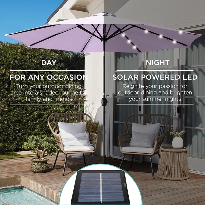 Best Choice Products 10ft Solar Polyester LED Lighted Patio Umbrella w/Tilt - Image 3