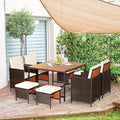 Tangkula 9 Pieces Patio Acacia Wood Table and Chairs Set by TANGKULA