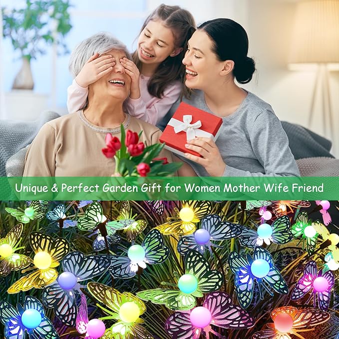 Solar Garden Butterfly Lights, 4 Pack 48 LED Solar Swaying Lights, 7 Color - Image 7