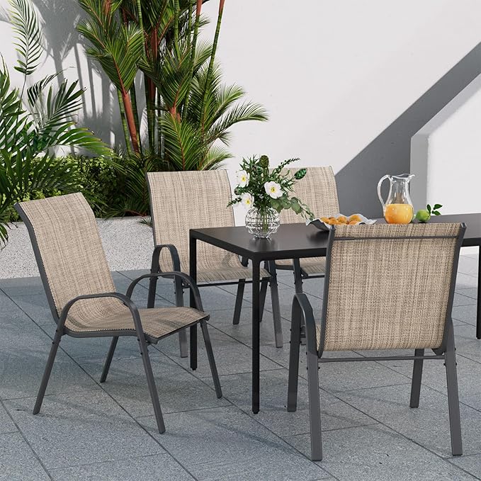 Patio Dining Chairs Set of 2, Outdoor Stackable Dining Chairs High Back - Image 7