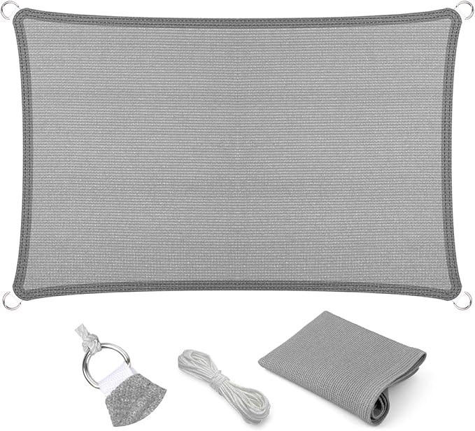 Eden's Decor Straight Flat-Edged Sun Shade Sail Rectangular 4' x 13' Grey by EdensDecorInc