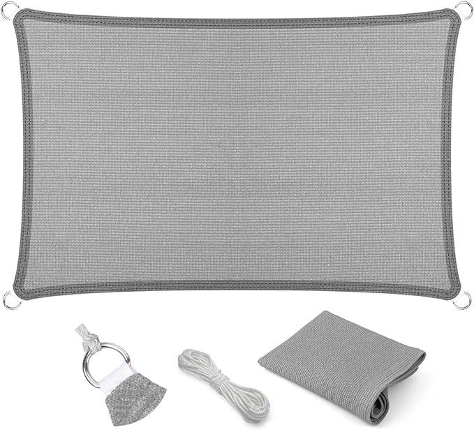 Eden's Decor Straight Flat-Edged Sun Shade Sail Rectangular 11' x 17' Grey by EdensDecorInc