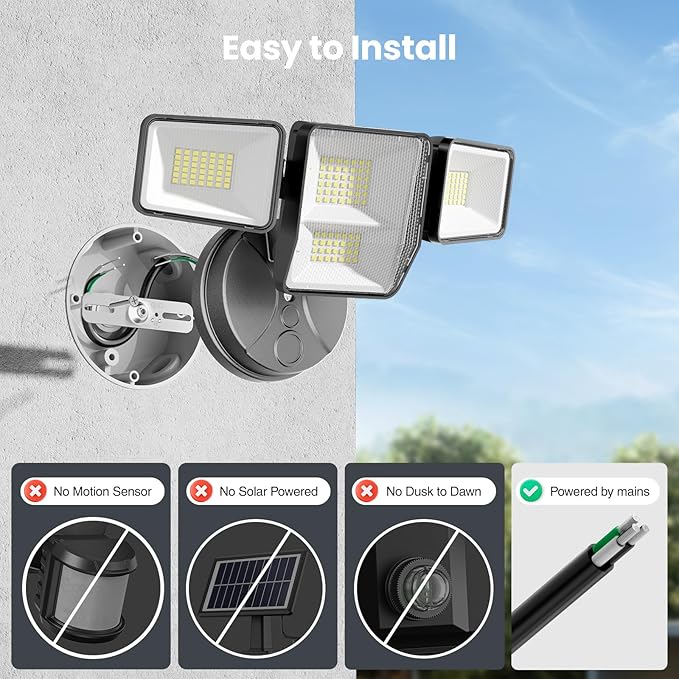 70W 7000LM LED Flood Lights Outdoor 2 Packs, Switch Controlled Security Lights - Image 2