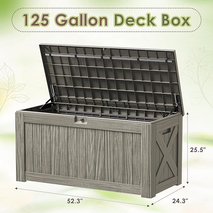 Devoko 125 Gallon Outdoor Storage Box, Waterproof Resin Deck Box - Image 7