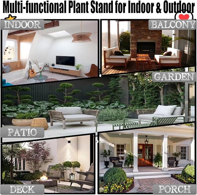Plant Stand, Retro Design Round, Rust-Proof Coated Metal Pot Stand - Image 7