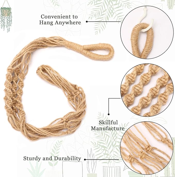 Augshy 27 Inch Macrame Plant Hanger, 2 Packs Plant Hangers - Image 3