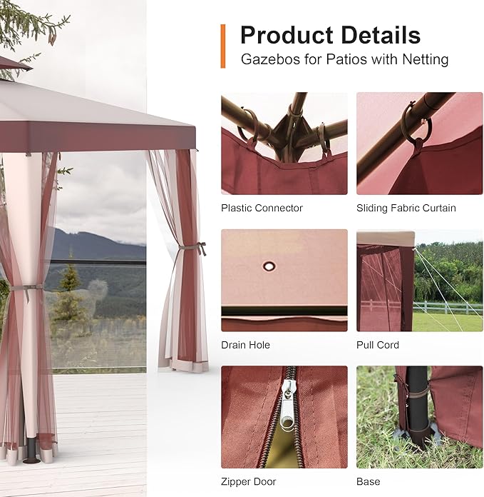Patio Gazebo Tent Outdoor Canopy Shelter 10'x10' - Image 5