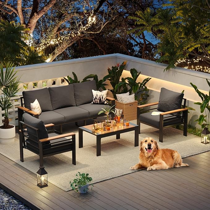 Aoxun Aluminum Patio Furniture Set 5 Seats, Oversized Outdoor Sectional - Image 8