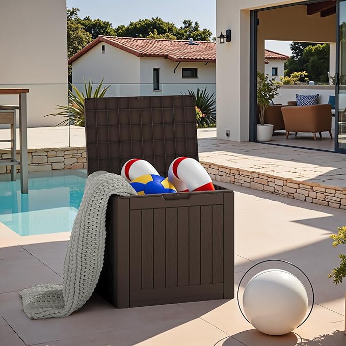 JUMMICO 42 Gallon Deck Box Waterproof, Resin Outdoor Storage Box - Image 4