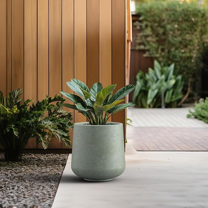 Kante 11.6" Dia Round Concrete Planter, Outdoor Indoor Large Plant Pots - Image 4