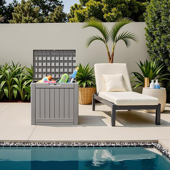 Flamaker Resin Deck Box 40 Gallon Waterproof Outdoor Indoor Storage Box - Image 2
