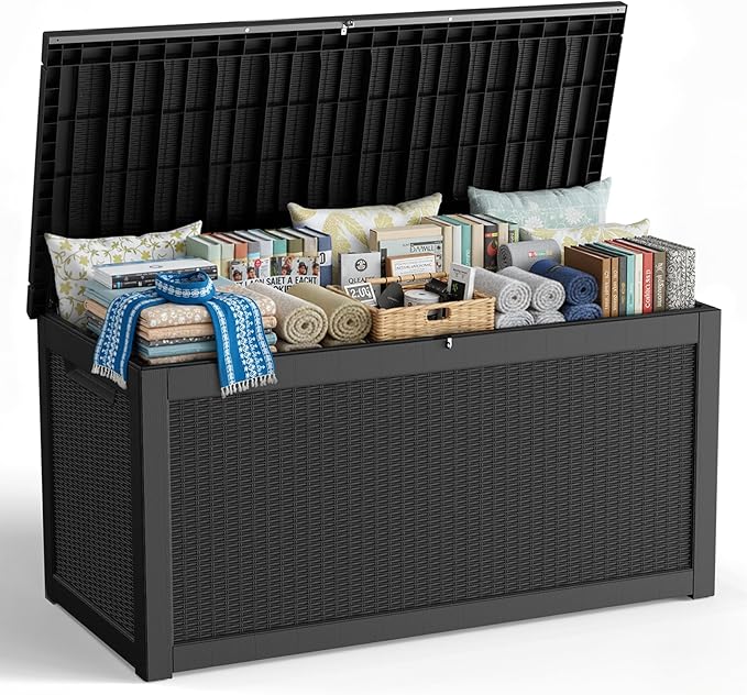 320 Gallon Outdoor Storage Box, Large Waterproof UV Resistant Deck Box by Unknown