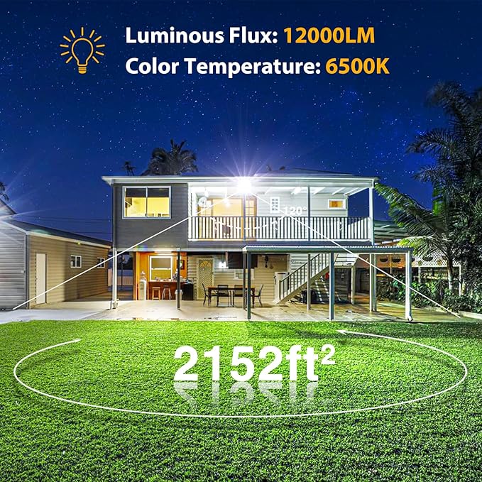 Onforu 120W Flood Lights Outdoor, 12000lm White LED Work Light - Image 3