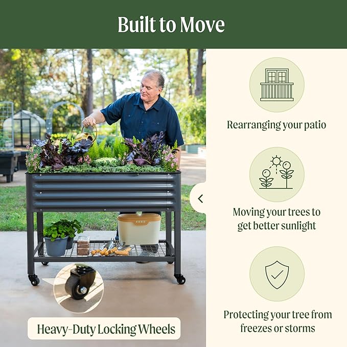 Rolling Elevated Raised Garden Bed-V Series, 700 Lbs Weight Capacity, Outdoor - Image 4