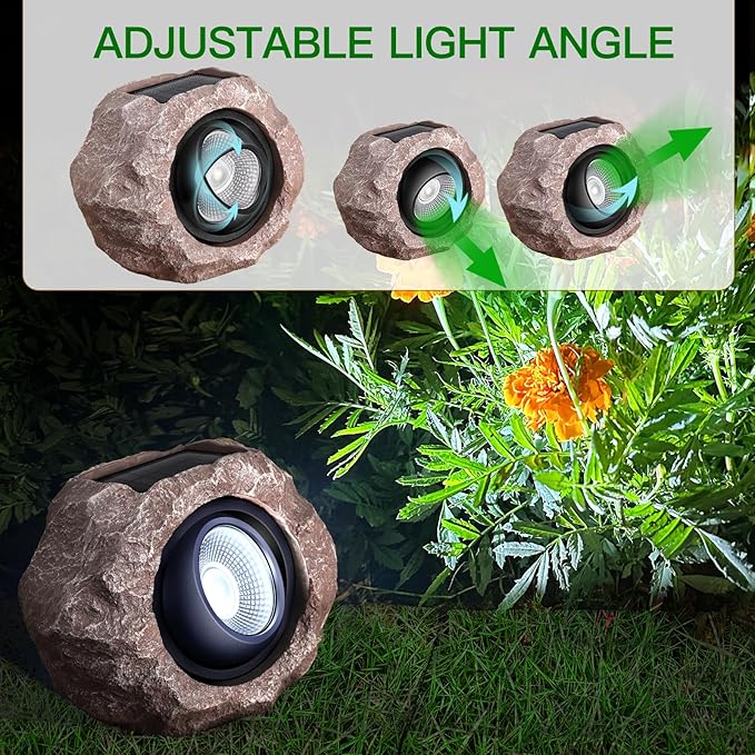 4 Pack Solar Rock Lights Outdoor, Angle Adjustable Solar Lights Outdoor - Image 2