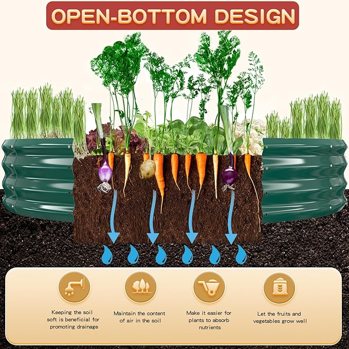Durable Round Galvanized Steel Raised Garden Bed - Image 2