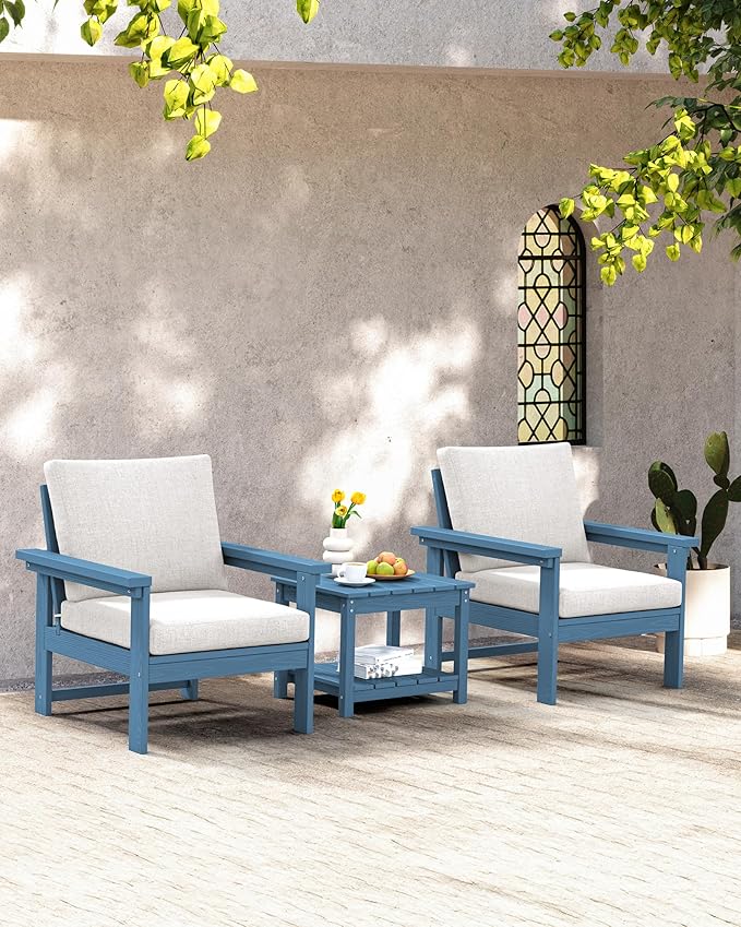 SERWALL HDPE Patio Sofa Set, 3-piece Sectional Outdoor Furniture Set, All - Image 7