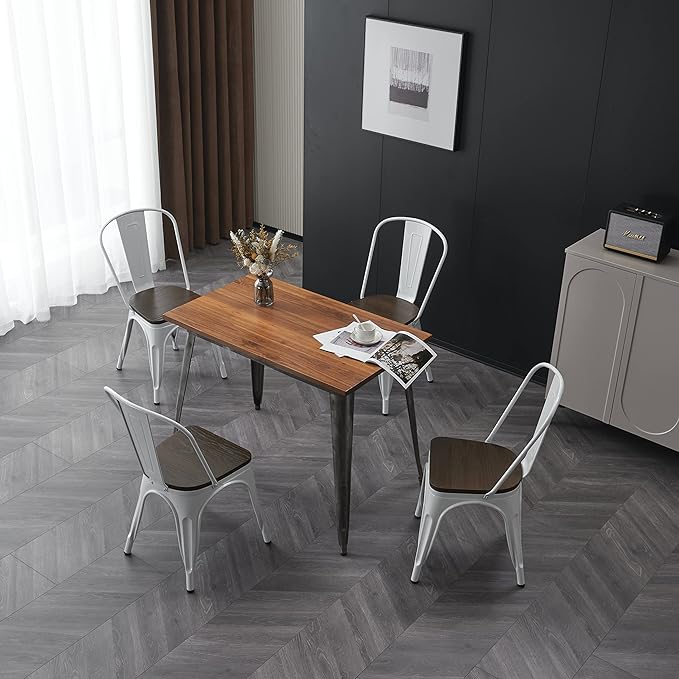 Nazhura Metal Dining Chair Farmhouse Tolix Style - Image 6