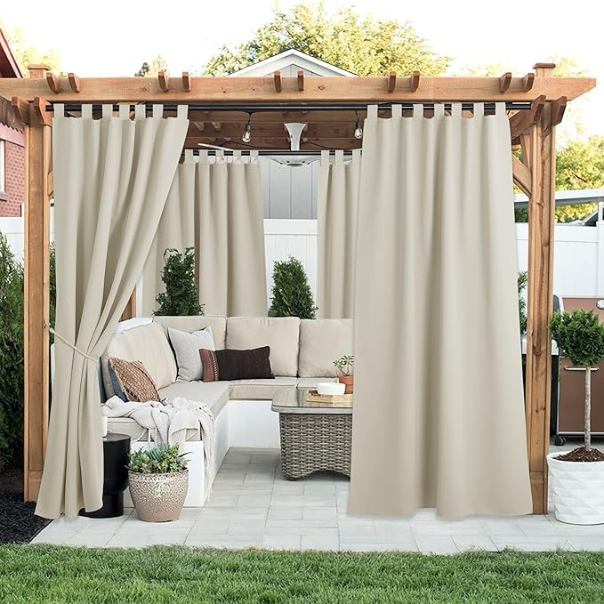 NICETOWN 2 Panels Outdoor Patio Curtainss Waterproof Room Darkening Drapes - Image 8