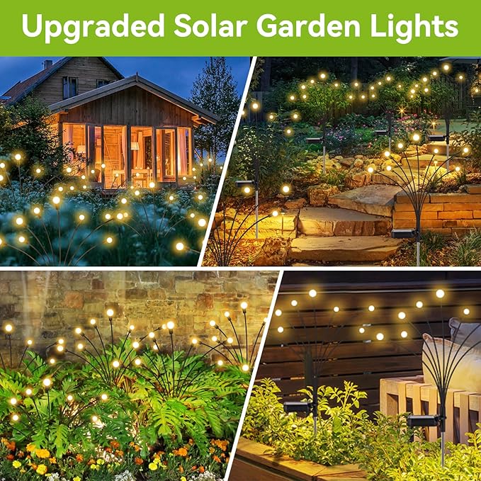 Solar Garden Lights Outdoor Waterproof, 2 Pack 16 LED Swaying Light Firefly - Image 6