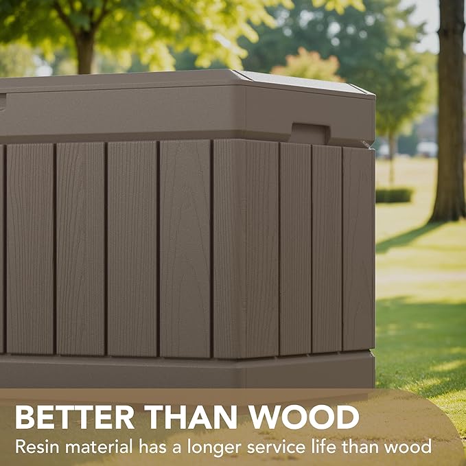 Devoko 85 Gallon Deck Box Lockable Resin Outdoor Storage Box waterproof Outdoor - Image 3