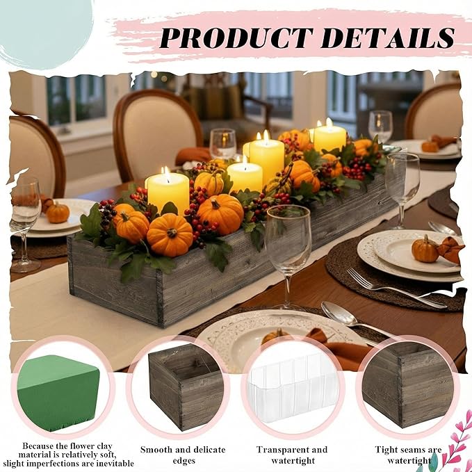 Dandat 1 Set Wood Boxes for Centerpieces 28 x 5 Inch Rectangle Wooden Planter - Image 3